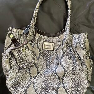 Snakeskin Embossed Shoulder Bag by Nicole Miller